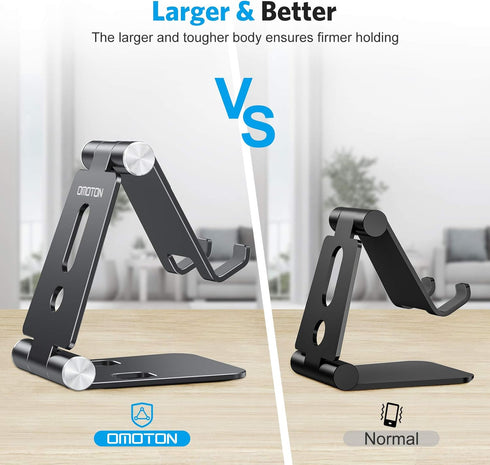 OMOTON Foldable Cell Phone Stand, C4 Portable Aluminum Phone Holder, Adjustable Phone Dock Cradle Compatible with iPhone 13/12/11 Pro Max, Samsung...